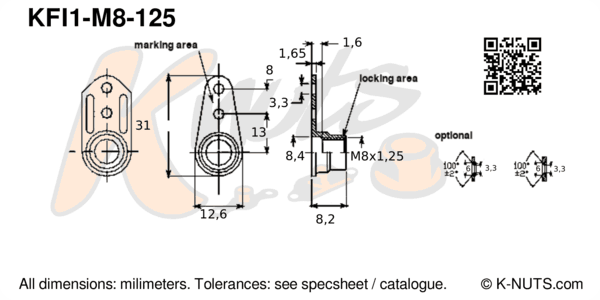 M8x1.25 single lug fixed anchor nut