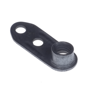 single lug fixed anchor nut or nutplate with one lug and two holes for rivet mounting