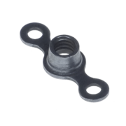 fixed anchor nut or nutplate with two lugs and two holes for rivet installation